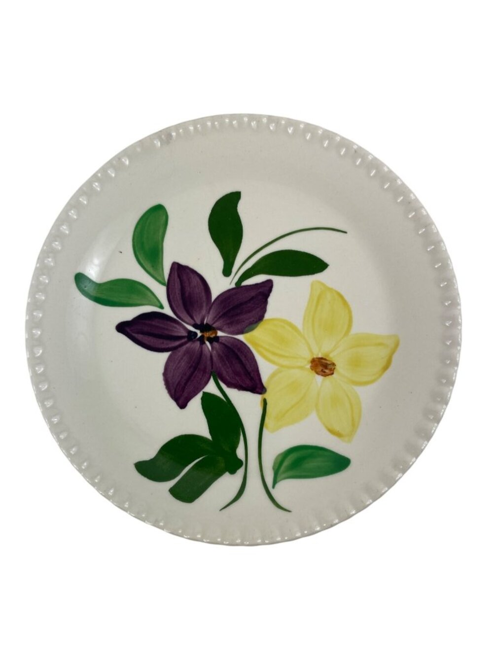 Blue Ridge Hand-Painted Ceramic 6" Bread Plate With Purple & Yellow Flowers